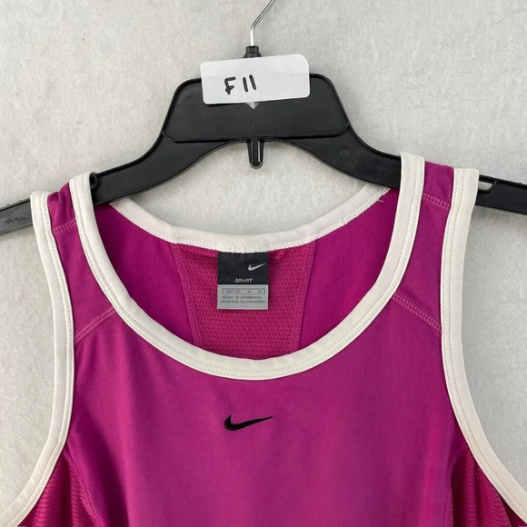 Nike Tank Top Womens Medium Pink Dri- Fit Cropped Logo Breathable Pullover - Picture 7 of 7